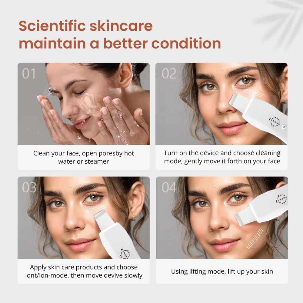 facial ultrasonic cleaner  Deeply clean skin Blackhead Remover Remove dead skin skincare equipment ﻿