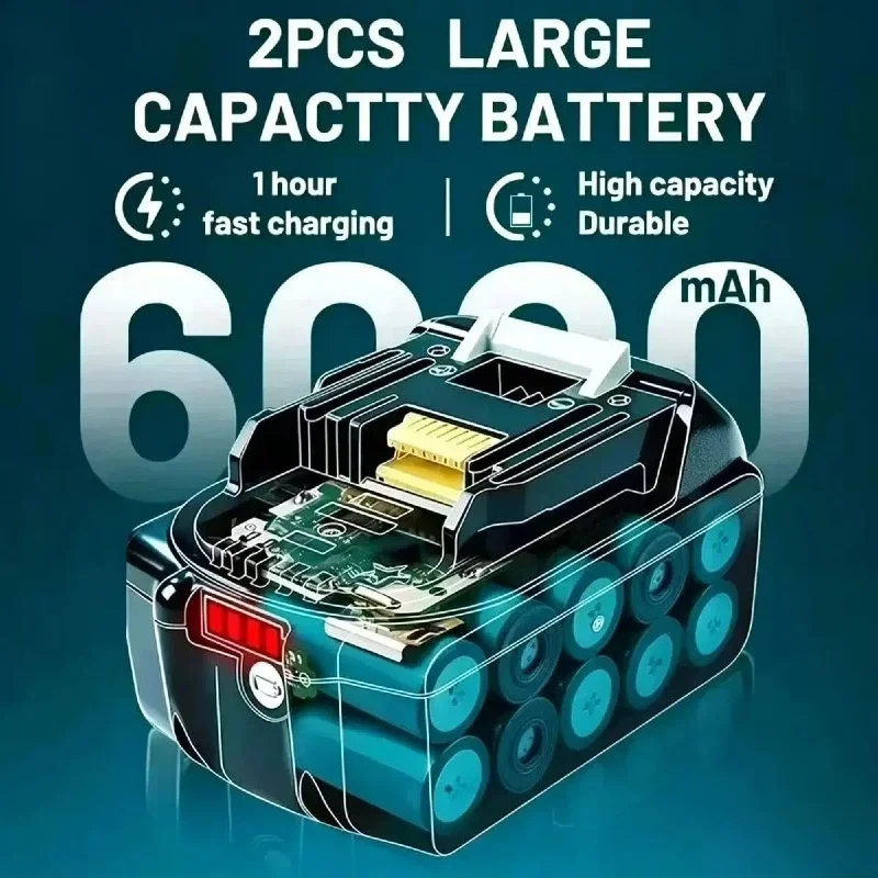 New 18V 6.0Ah Rechargeable Battery, For Makita Drill DGA404 DTW700 DHR202 DJV182 DDF487 Power Tool Battery, for Makita Battery - view 5