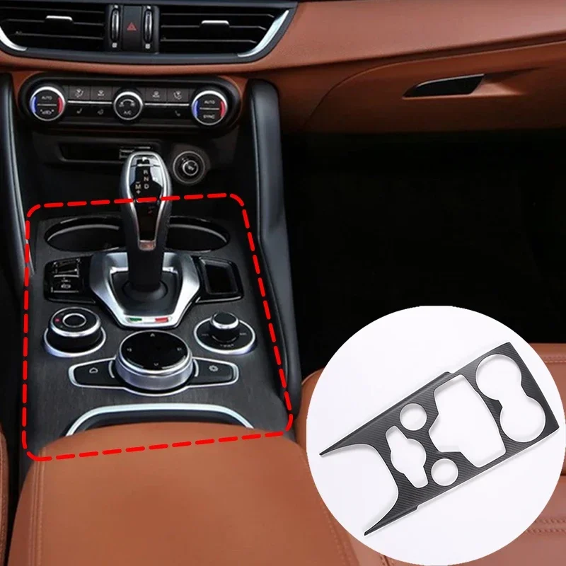 

For Alfa Romeo Giulia 2020 Real Carbon Fiber Car Central Control Shift Panel Cover Trim Sticker Car Accessories