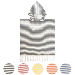 1pc striped Children Wearable Bath Towel Children's Bathrobe With Hood Quick-Drying Absorbent For Swimming Towel Travel Beach