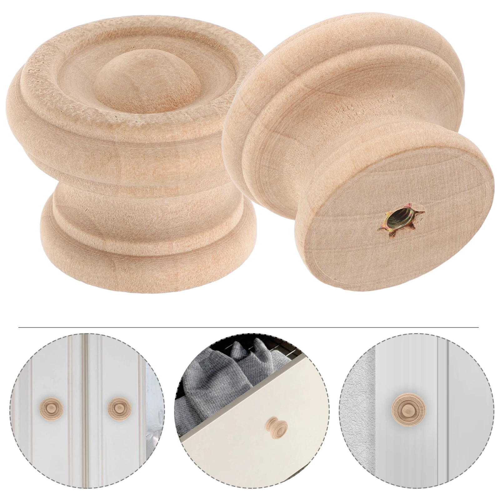 

12 Pcs Wooden Handle Kitchen Cabinet Knobs Dresser Handles Mushroom Pull Door Versatile Drawer Pulls