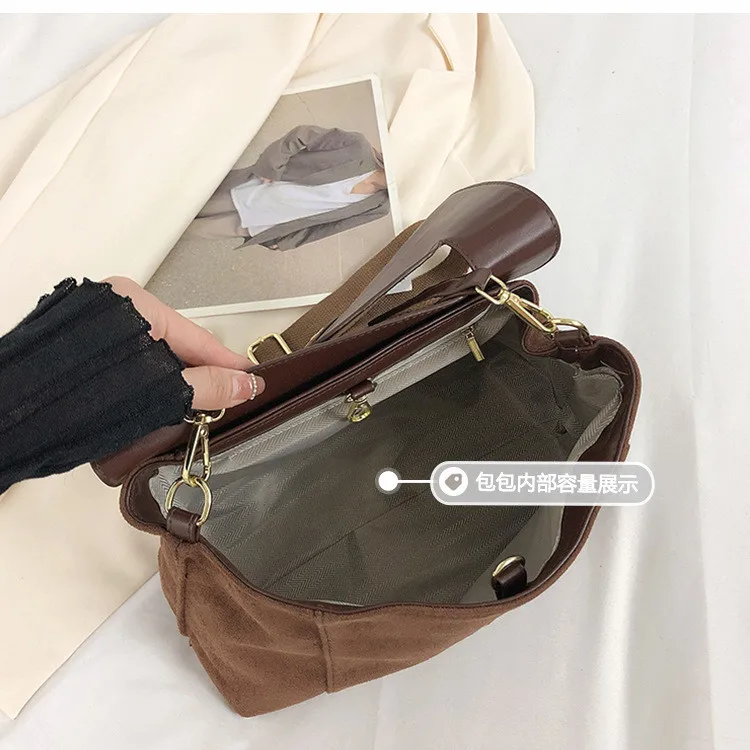 Scrub Leather women Shoulder Bags 2024 Winter Brand Crossbody Bag for Lady Handbags Female Trending Luxury ladies Hand Bag black