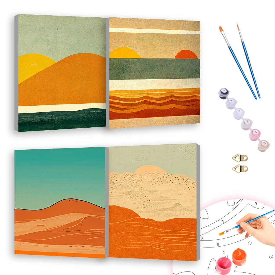 

RUOPOTY Painting Paints By Numbers For Beginner 20X20cm ready Frame Abstract desert scenery Decorative Paintings Picture Drawing