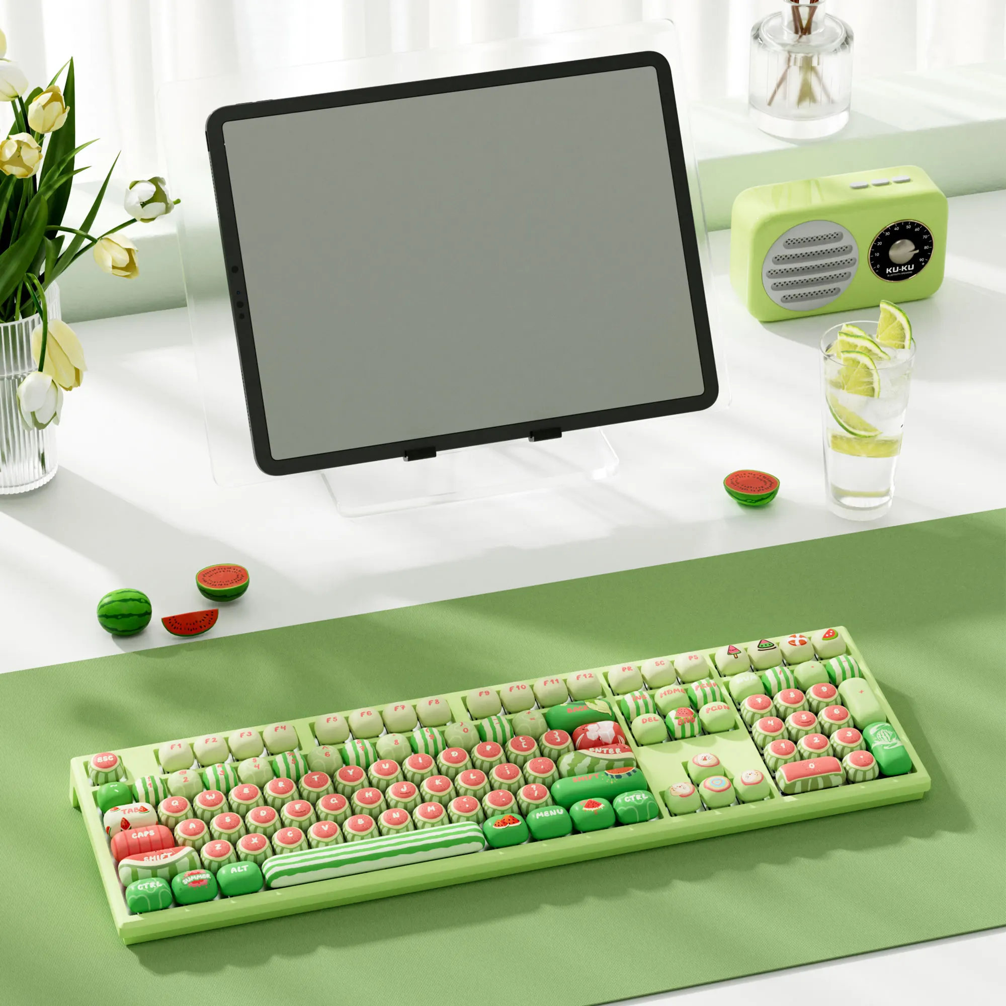 Akko MonsGeek MG108B Bun Wonderland Wireless Mechanical Keyboard MOG Profile RGB 108 Keys Full Size Hot Swap USB / 2.4G / BT 5.0