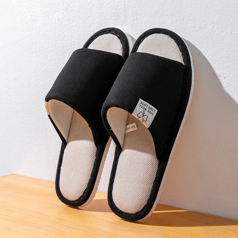 Men's Spring Summer Breathable Slippers Non-Slip Indoor House Shoes,Couples Soft Sole Open-Toe Slippers for All Seasons Home Use