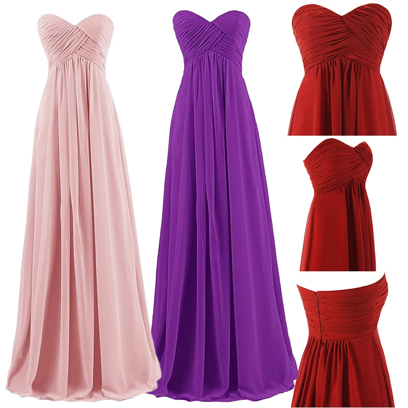 A Line Chiffon Pleat Elegant Sleeveless Sweetheart Bridesmaid Dresses Wedding Party Evening Formal Prom Robe De Soiree Zipper