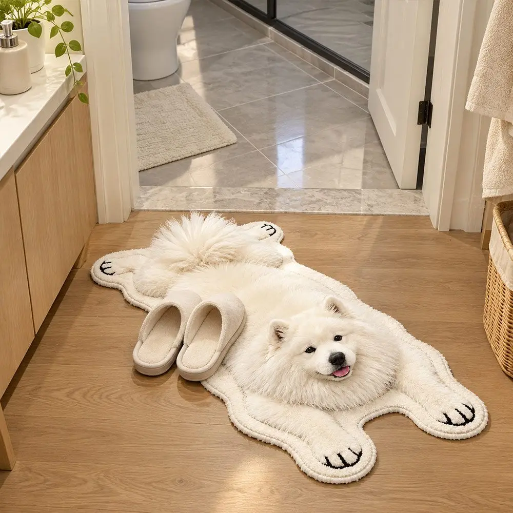 Special-shaped Puppy Print Rug Decorative Carpet Dog Shape Animal Floor Mat Pet Theme Rug Puppy Print Entryway Mat Bedside