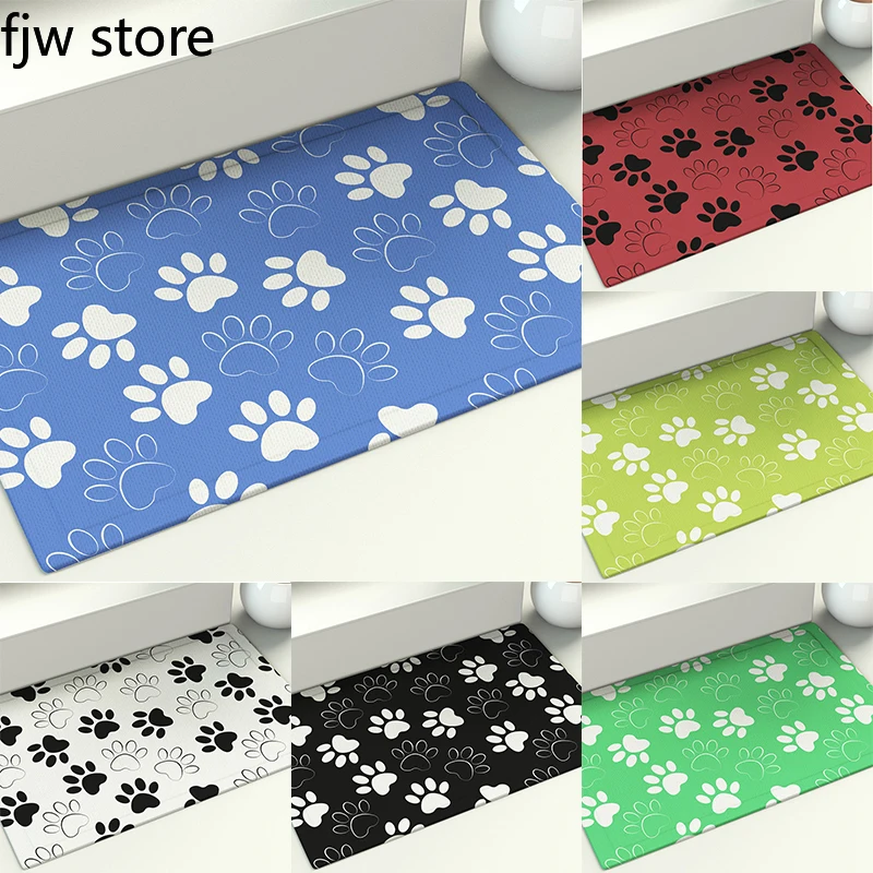 Dog paw footprint printing floor mat porch entrance door  bathroom non-slip absorbent   home decoration 40x60 50x80cm