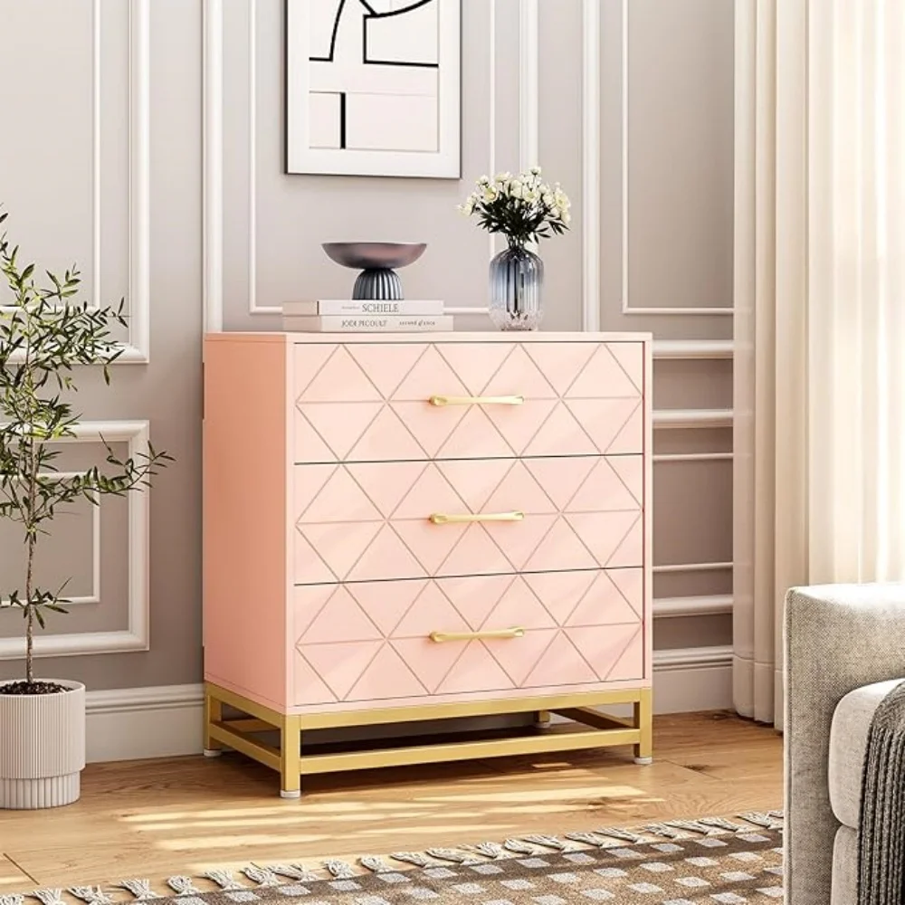 Wooden Dresser for Bedroom, Dressers & Chest of Drawers with 3 Drawer, Wood nightstand for Storage and Organization