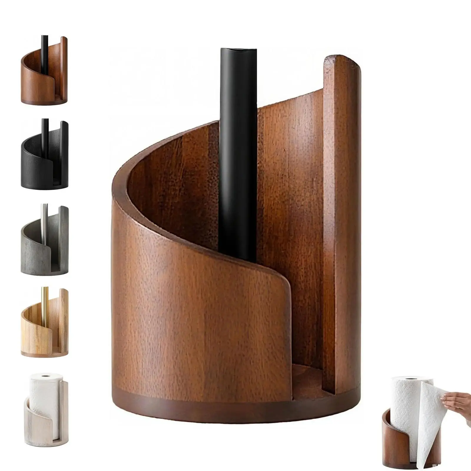 Wooden Paper Towel Holder – Mountain Style Kitchen Roll Holder for Home, Rustic Bathroom or Countertop Organizer