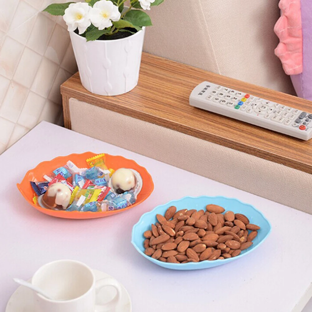 

Green Leaf Shape Plastic Fruit Plate Bpa-Free Food Grade Pp 18*13*5Cm Draining Holes Fresh Fruit Tray Candy Chocolate Bowl