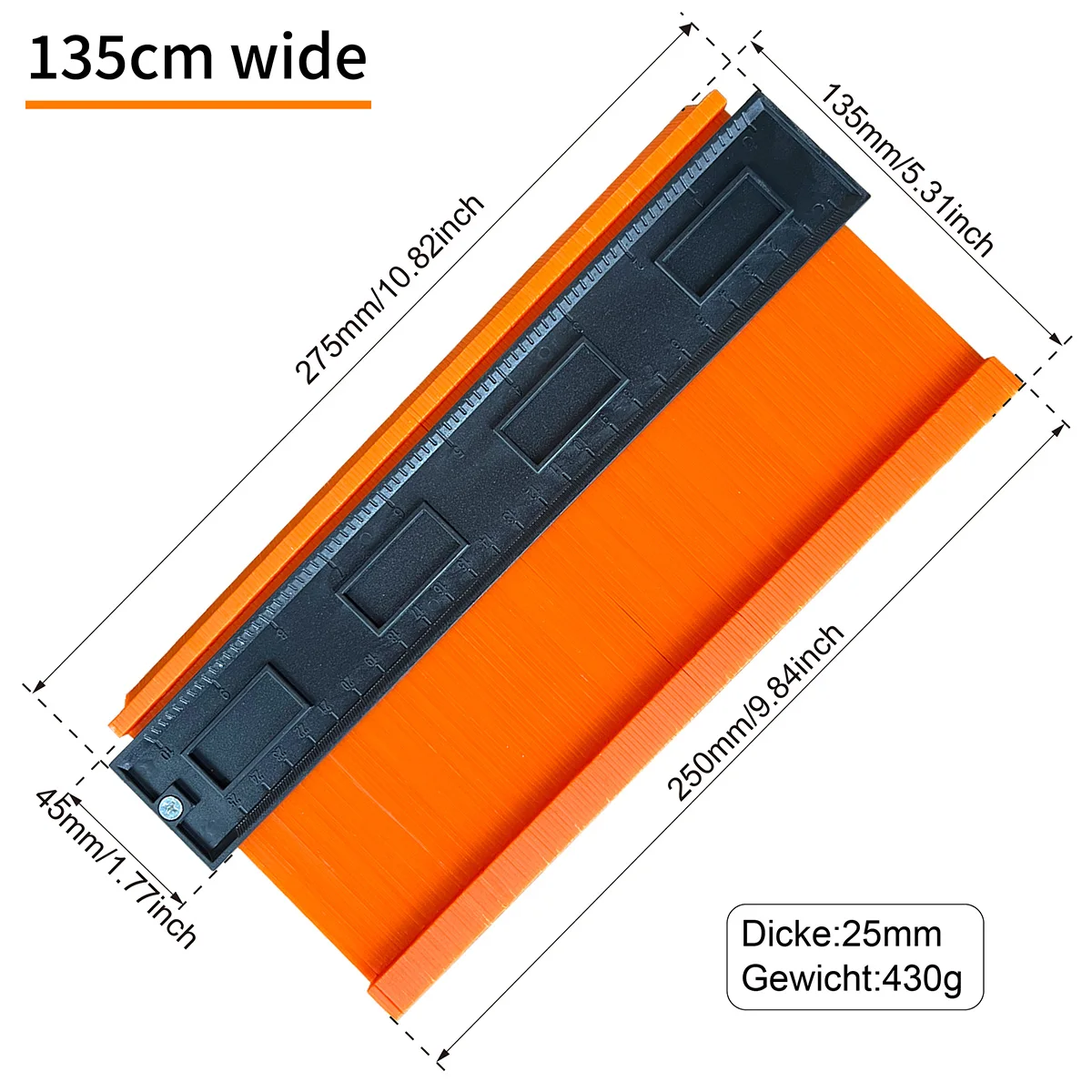 

Adjustable Lock Alloy Edge Shaping Wood Measure Ruler 10 Inch Contour Gauge Metal Lock Profile Duplicator Tool for Woodworking
