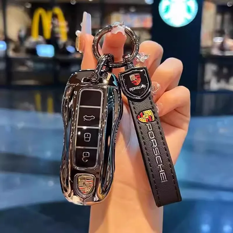 

Car Key Case Fob Cover Bag For Porsche For Panamera Cayenne Cayman Macan Boxster 911 9ya 971 Auto Protector Keychain Accessories