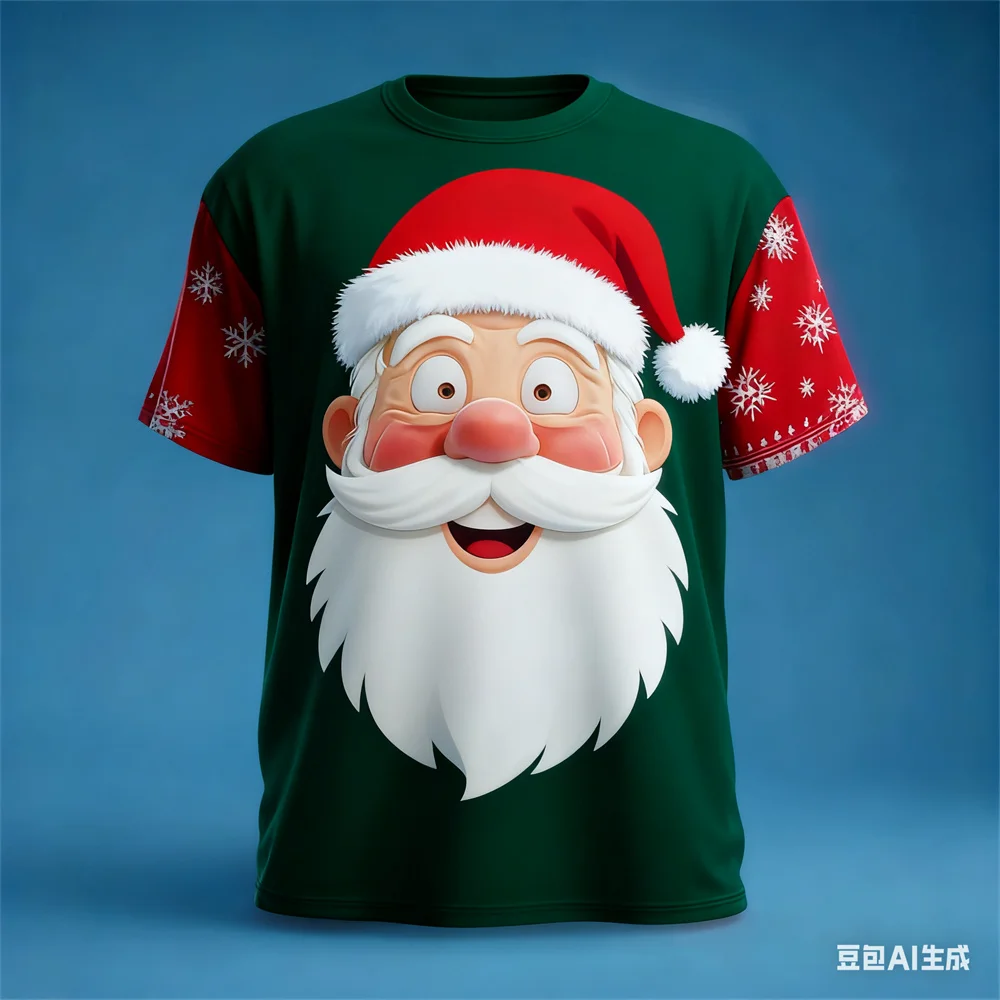 عيد الميلاد تي شيرت رجالي سانتا كلوز ثلاثية الأبعاد نمط طباعة الرجال والنساء الجولة الرقبة تي شيرت عيد الميلاد الجرافيك تي شيرت الرجال الملابس