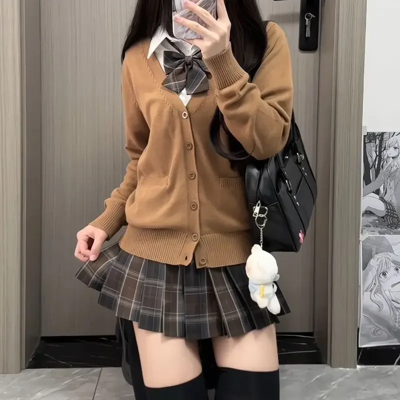 Anime Orange JK Uniform Sweater Four Seasons Wear Thin, Long Sleeve Cardigan Sweater, College Style New Coat for Women