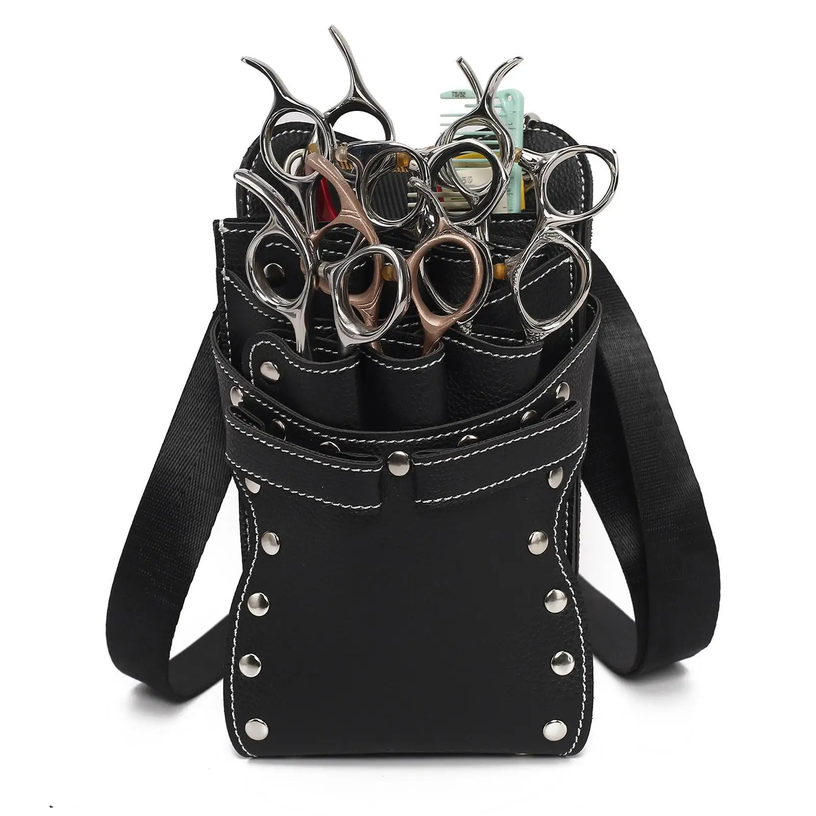 Hairdresser Scissor Shear Holder Waist Bag PU Leather Pouch for Barber Stylist Essentials Tools Kit Salon Belt Multi Pocket