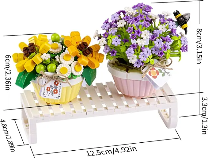 LOZ 2 in 1 Potted Flowers Decoration Blocks Bouquet Potted Plants Model Building Blocks Christmas Gift for Children Adult 1674