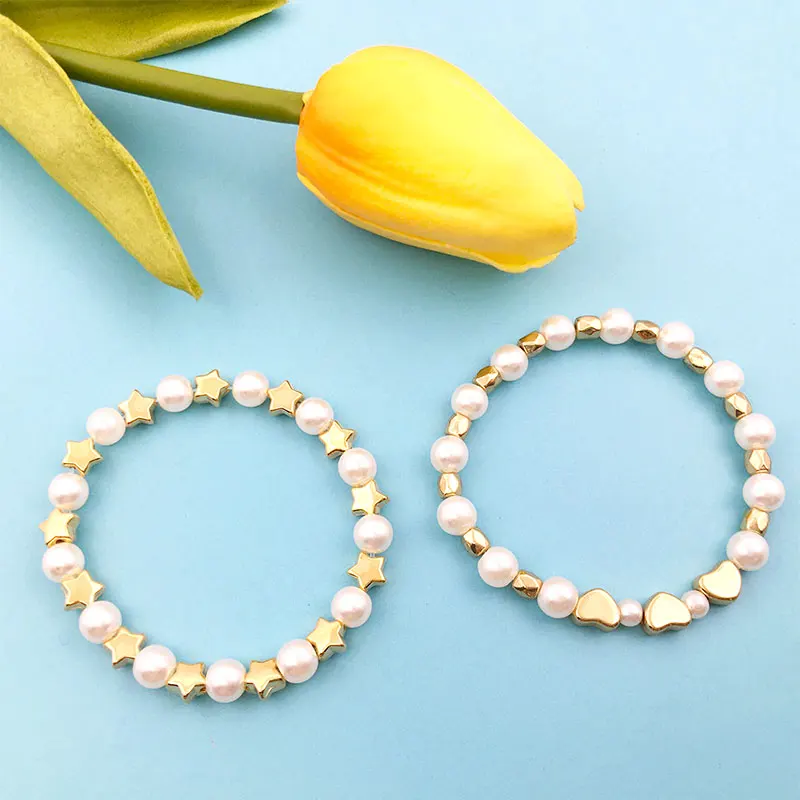 720pcs Golden Star Heart Round CCB Spacer Beads with470pcs 4 6 8 10 12mm ABS Imitation Pearls Set for DIY Fashion Jewelry Making