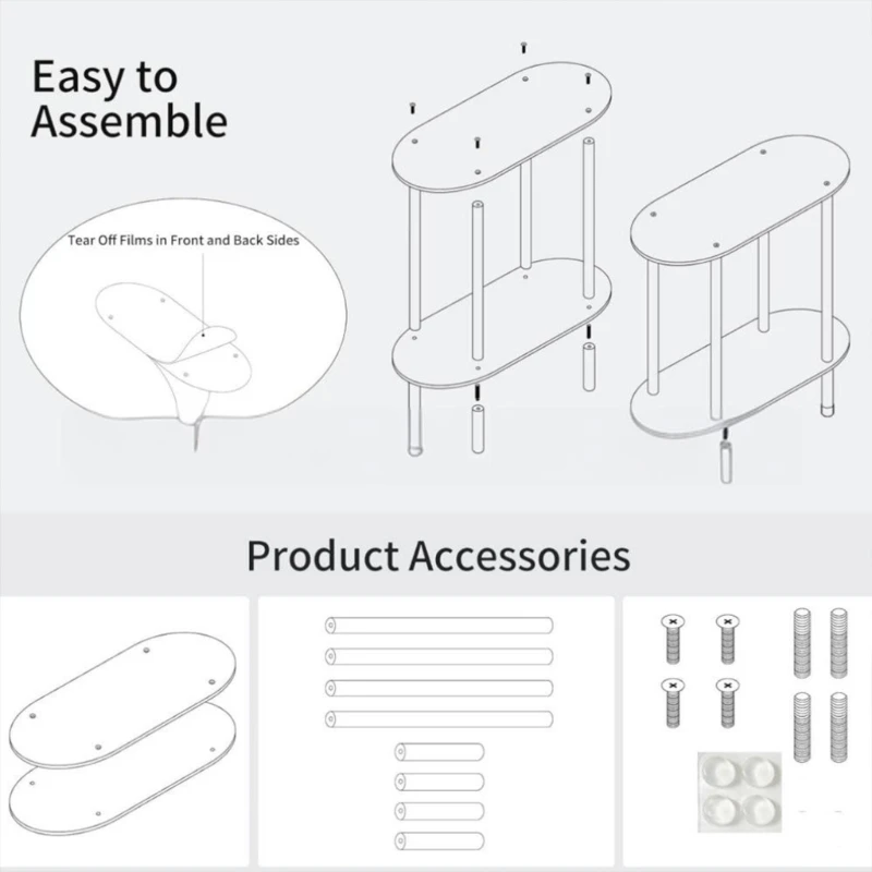 Portable Oval Storage Organizers Rack Practical 2Layer Storage Holder Shelves Stylish Acrylic Organization Stand Rack Dropship