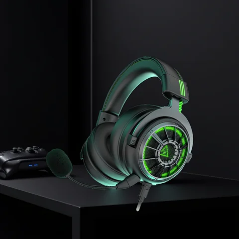 EKSA E5000 Pro Gaming Headphones for PC/PS4/Xbox/Switch, 7.1 Wired Headset Gamer with ENC Mic, USB/Type C/3.5mm Detachable Cable
