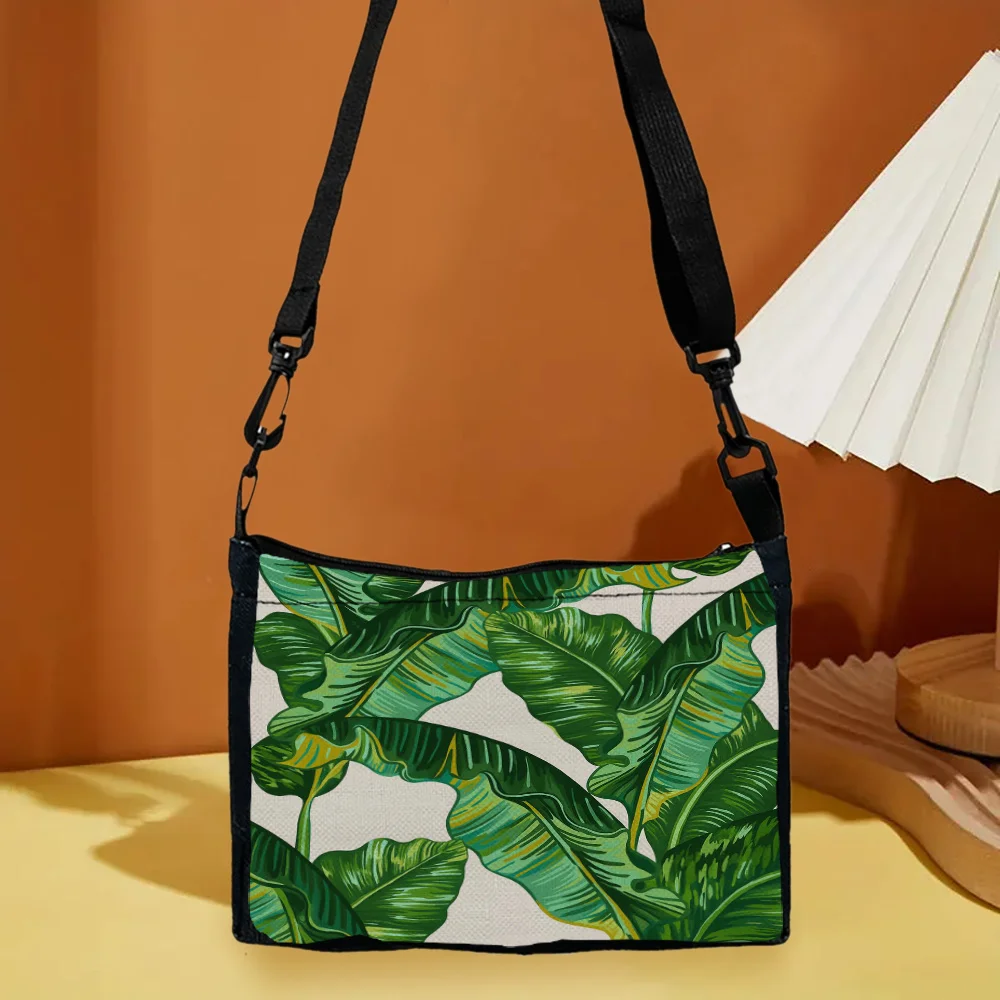 

Palm Leaf Printed Shoulder Bag with Adjustable Shoulder Straps， Outdoor Leisure Travel Cross-shoulder Bag,for Daily Use