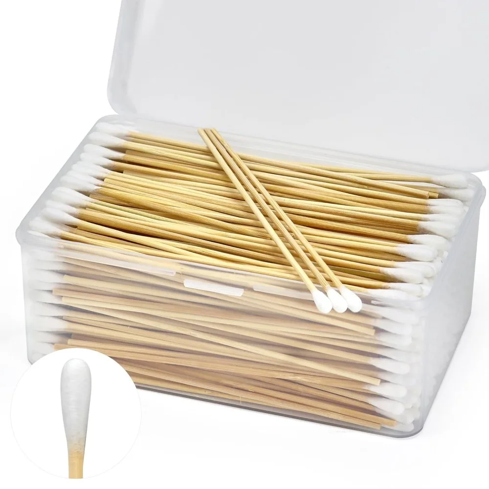 100/300 Stück 6 Zoll lange Wattestäbchen mit Holzgriffen, Applikator mit Baumwollspitze zum Reinigen, Wattestäbchen, Öl-Make-up – Detail 16