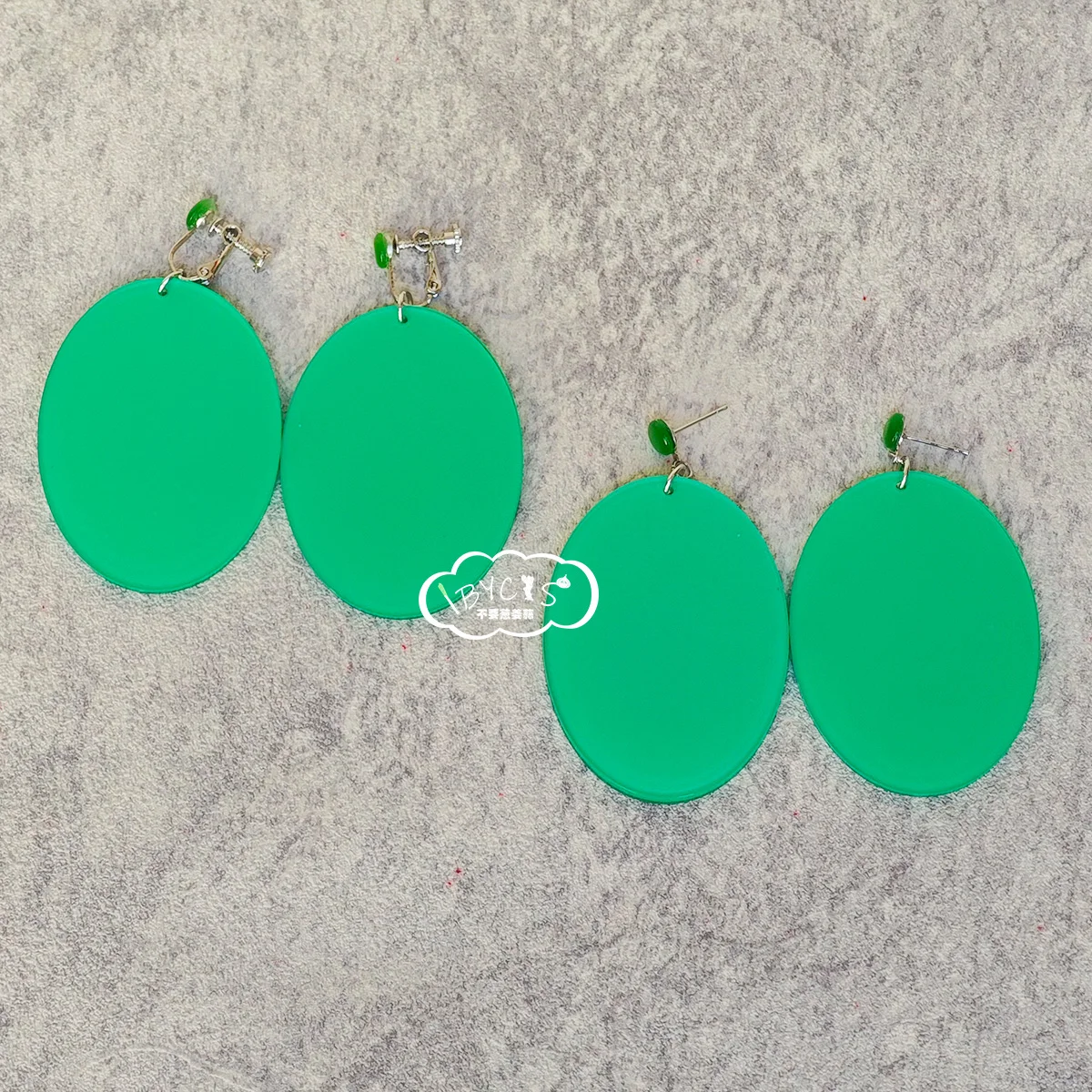 Ayase Momo Cosplay Earrings Green Oval Stud Ear Clip Necklace choker Set Accessories