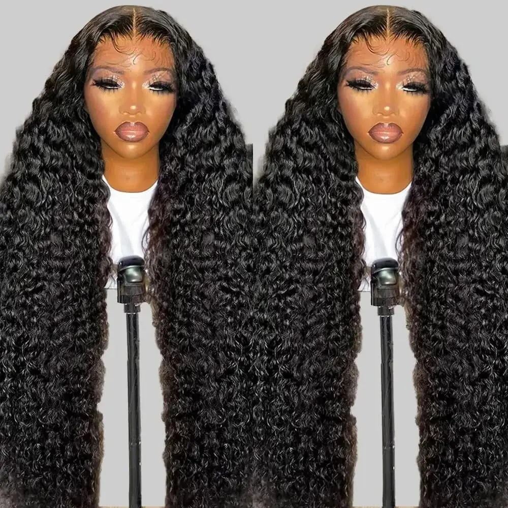 250 Density Lace Wig Human Hair Pre Plucked Deep Curly Lace Front Human Hair Wig Curly HD Transparent Lace frontal Wig