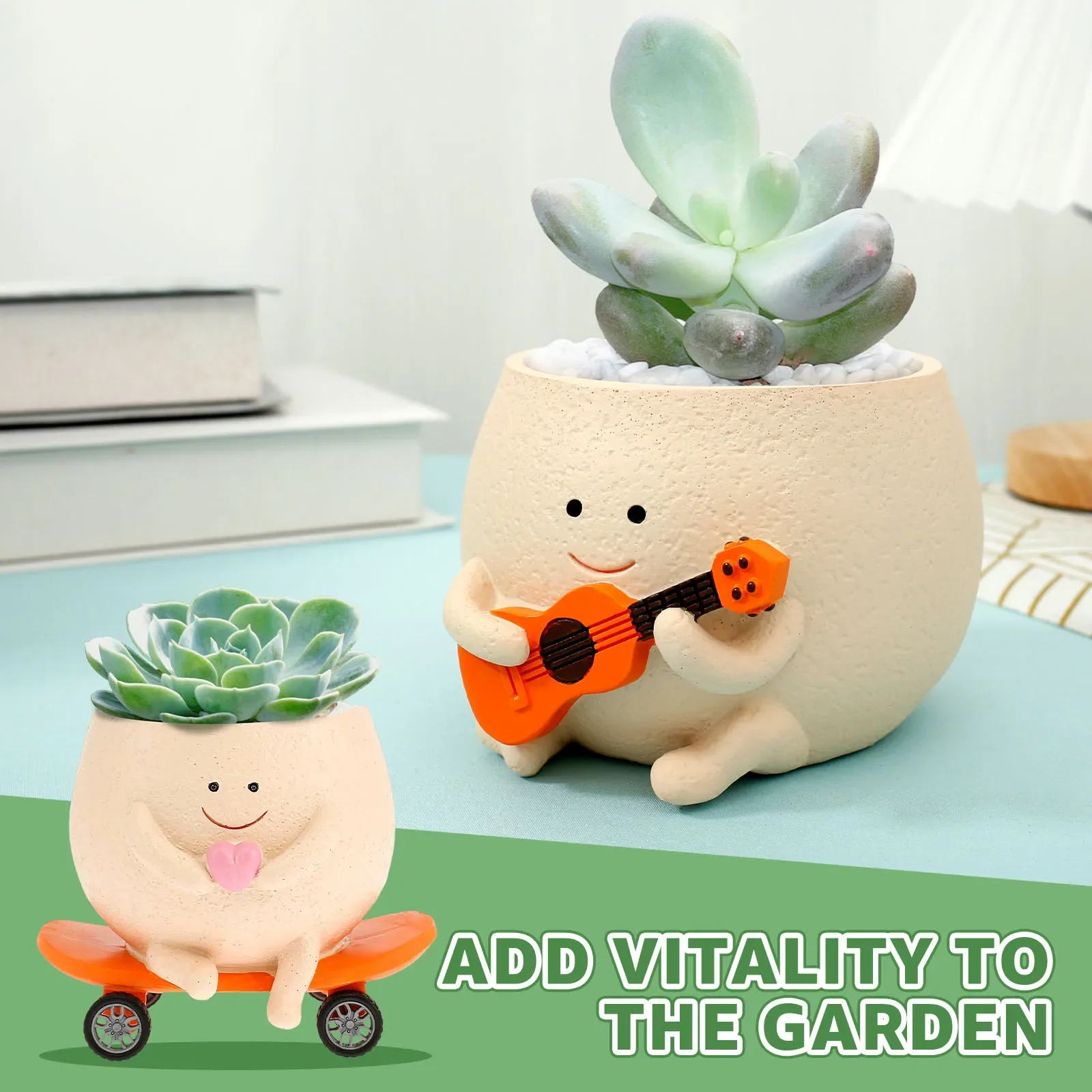 

Resin Flower Pot Succulent Planter Pot Cute Smiling Face Small Flowerpot Home Office Desktop Decoration Indoor Outdoor Potted