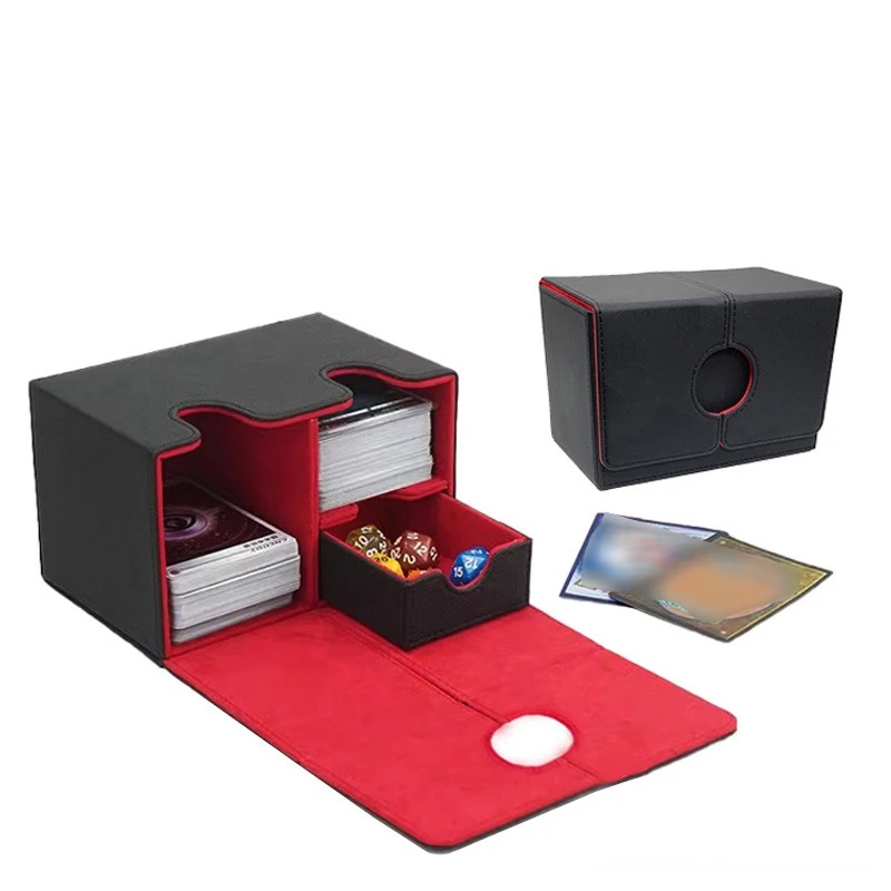 Boîte de jeu de cartes avec plateau à dés pour cartes MTG, plus de 160 cartes, boîte de rangement pour cartes, convient pour TCG CCG, étui en cuir PU à aimant puissant pour cartes de collection