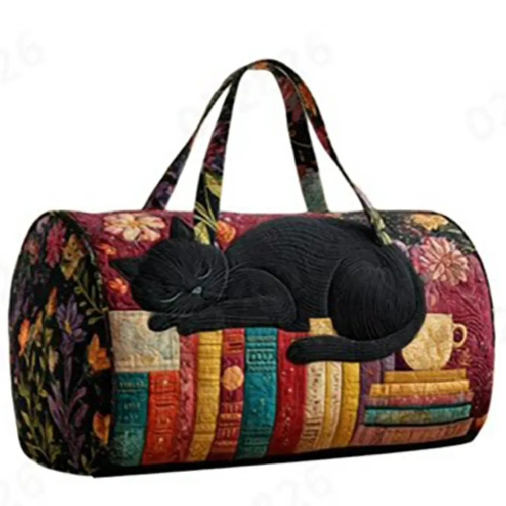 

Adjustable Strap Quilted Duffle Bag 3D Quilting Craft Horse Cow Pattern Travel Duffel Bag Tote Bags Large Capacity