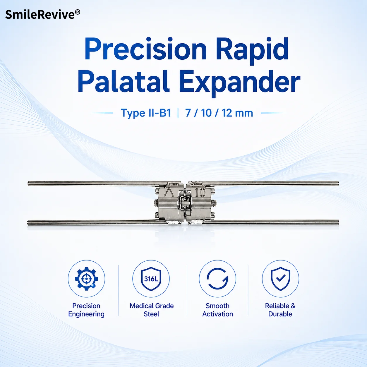 SmileRevive Rapid Palatal Expander Dental Orthodontic Maxillary Expansion Hyrax Screw Stainless Steel Frame Adjustable Appliance