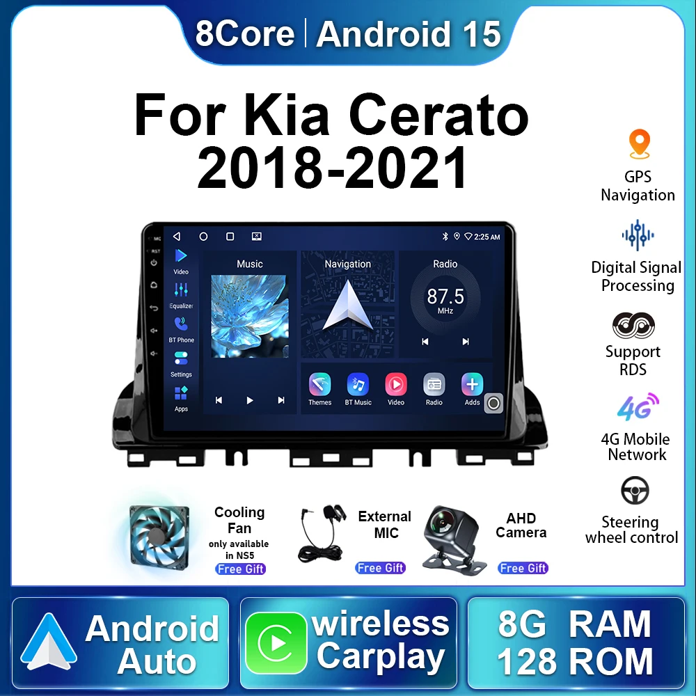 Android Auto Radio For KIA CERATO K3 FORTE 2021 2020 2019 2018 Car Stereo Navigation GPS Multimedia Video Player BT Carplay Head