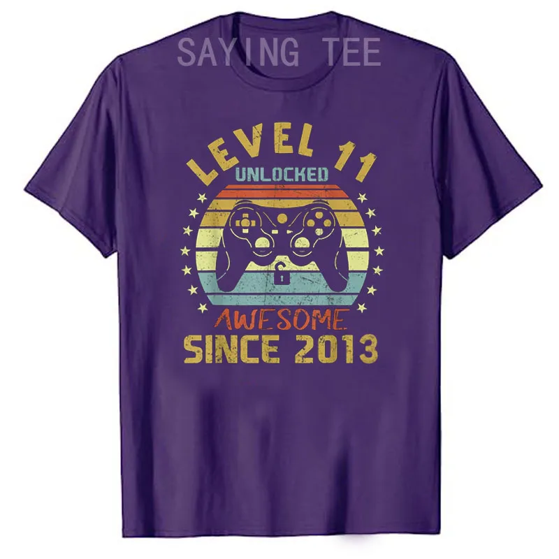 Level 11 Unlocked Awesome Since 2013 11th Birthday Gaming T-Shirt Video Game Lover Graphic Tee Tops Boys Fashion Cute Sons Gifts