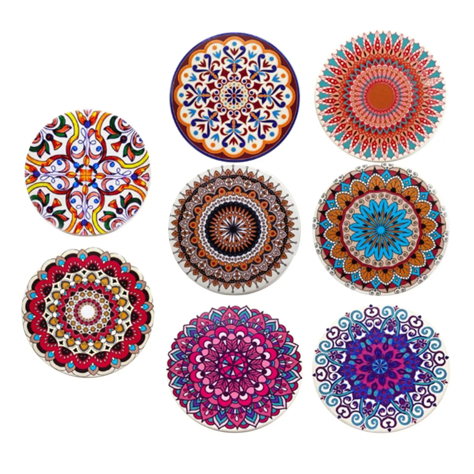 6/8PCS -insulated Ceramic Cork Coasters Tableware Cup Pads Placemat with Holder Dining Room Decor Gift