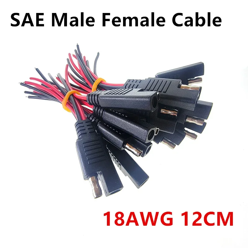 18AWG 12CM SAE Male Female Cable Power Extension Connector Wire for DIY Automotive Solar Battery Plug Wire SAE Cable P1