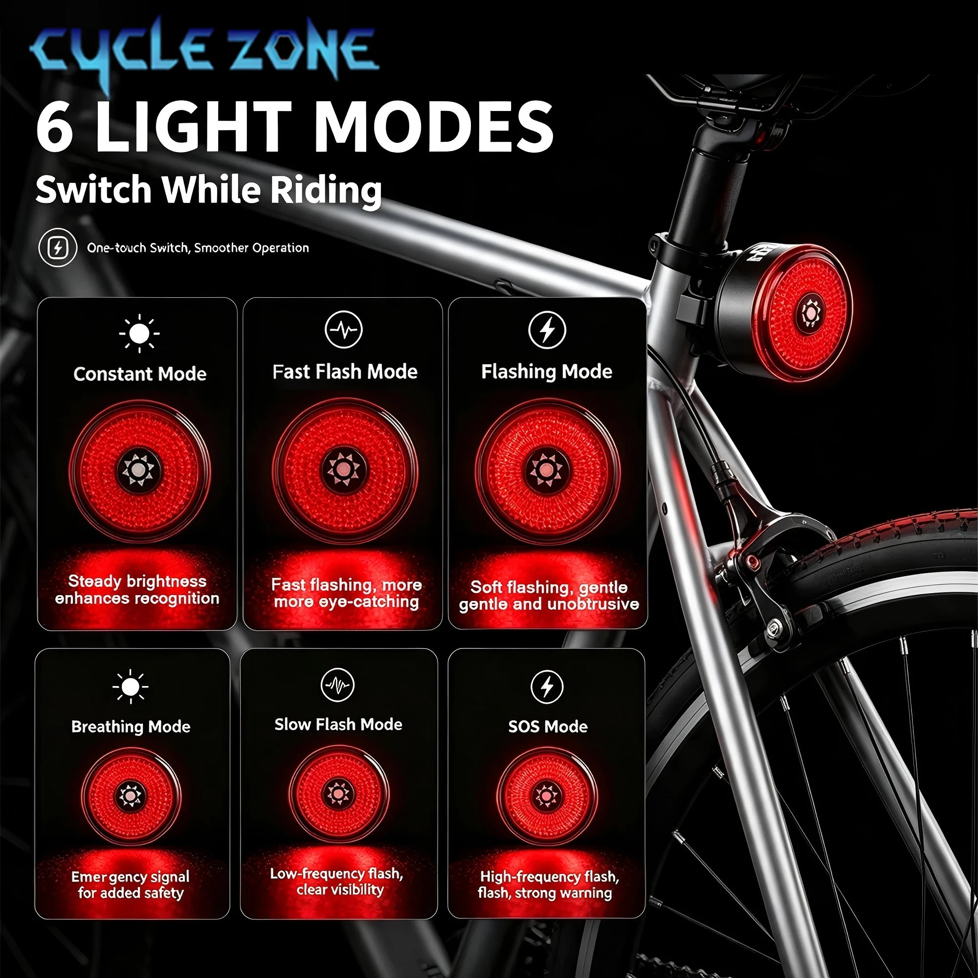 Smart Brake Bicycle Rear Light Intelligent Sensing MTB Bike Tail Lamp Night Riding Safety Warning Taillight Cycling Accessories