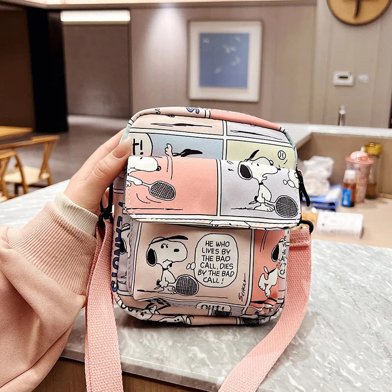 Snoopy Comic Series Printed Backpack Kawaii Cute Female Voice Y2K Mobile Phone Bag Fashion Women's Bag Christmas Gift