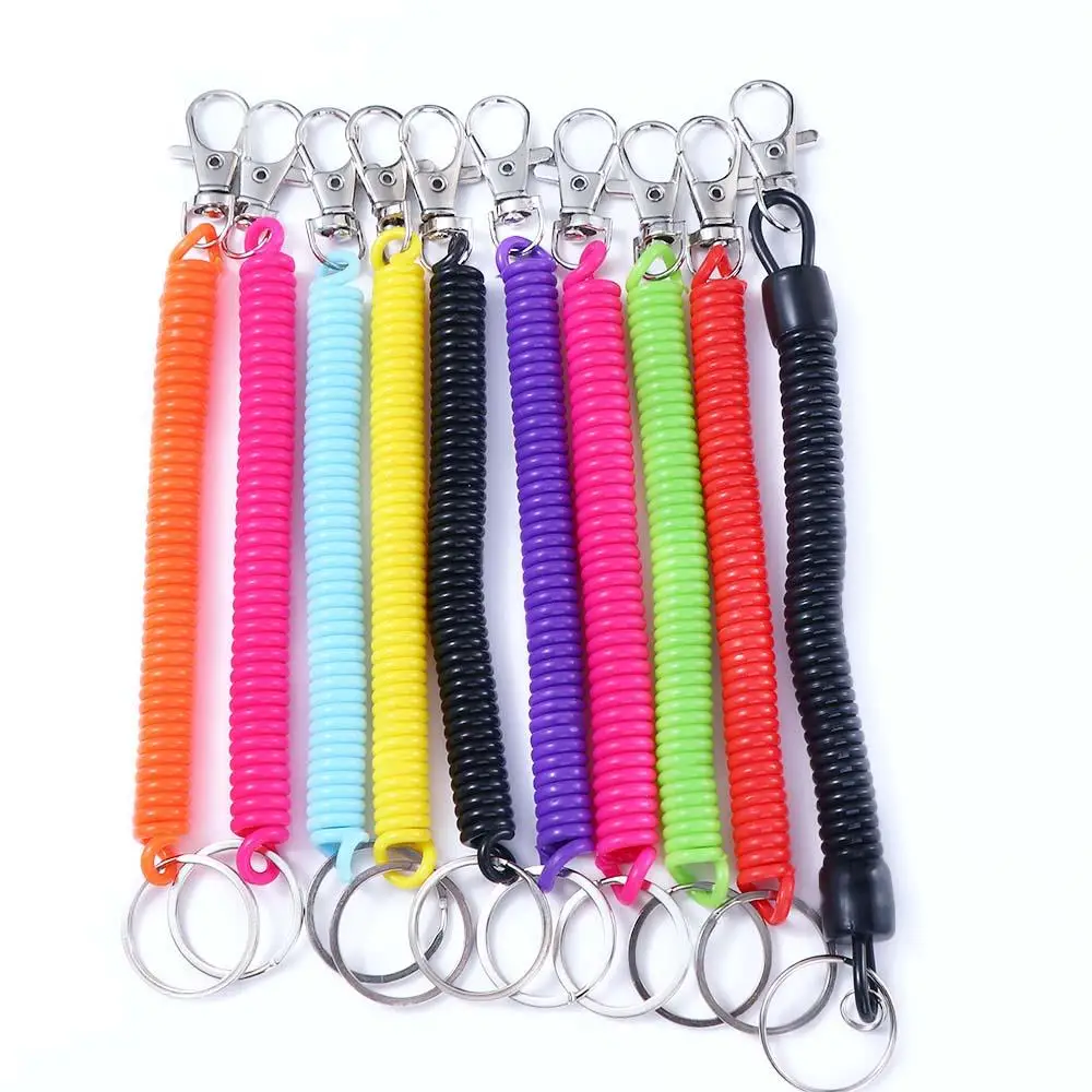 Metal Carabiner Anti-lost Elastic Stretch Wristband Spiral Stretch Keychain Spring Rope Key Ring Wrist Coil Key Cord Clasp