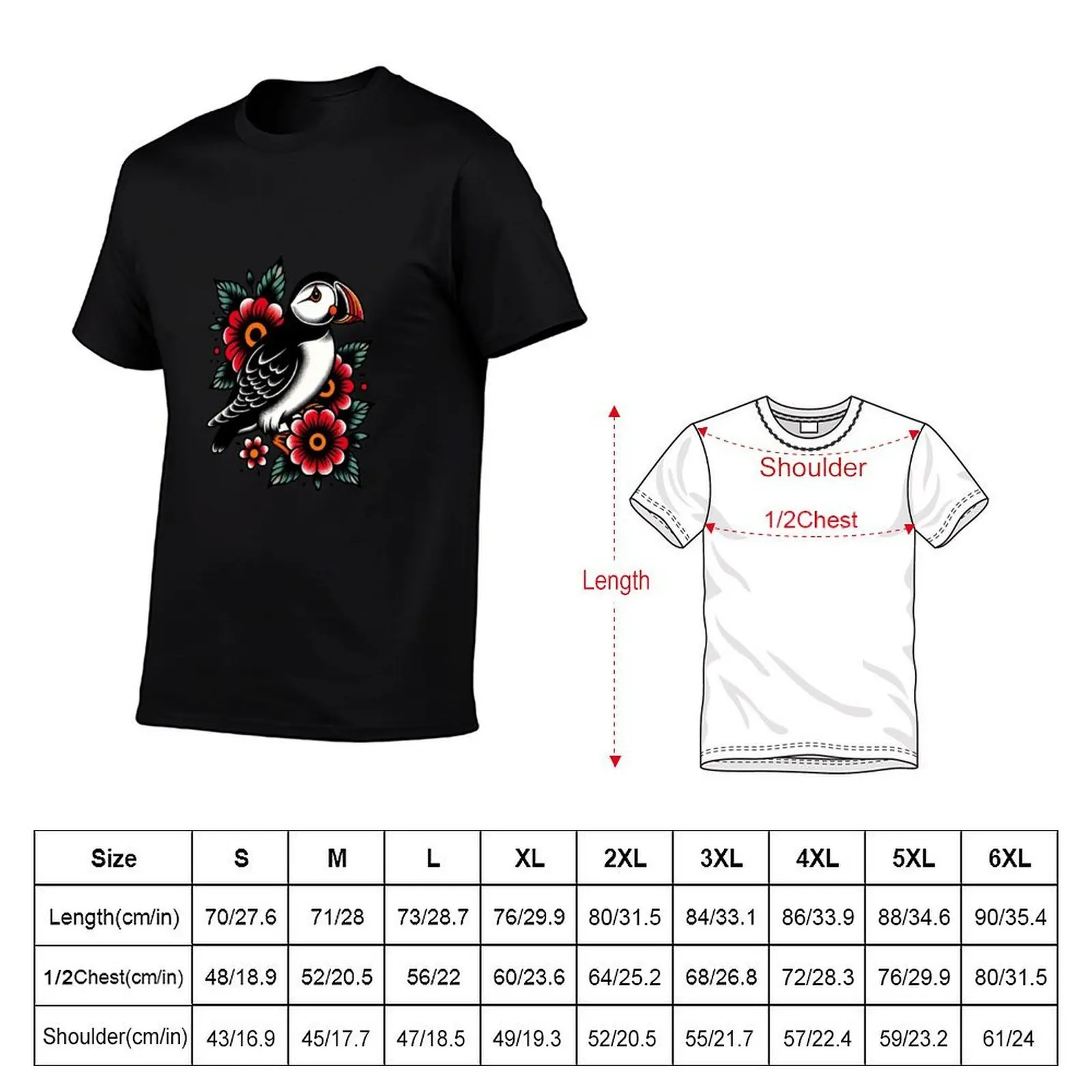 Puffin Tattoo Design T-Shirt t shirts for man cotton soft printed t shirts for man T-Shirt