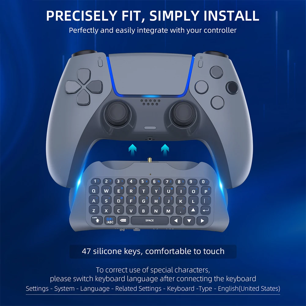 لوحة مفاتيح لاسلكية لجهاز PS5 Gamepad Mount Mini Keypad Bluetooth Gamepad وحدة تحكم لوحة المفاتيح لوحة الدردشة لمكبر الصوت المدمج PS5