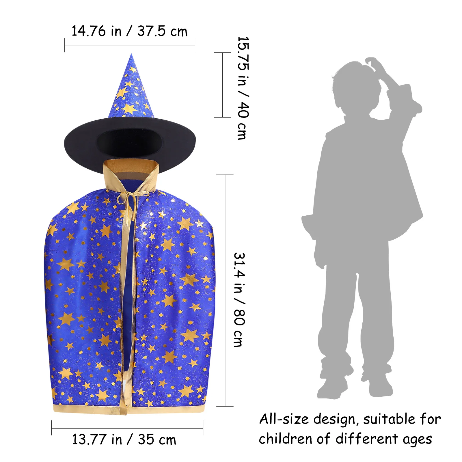 قطعة واحدة من رأس الهالوين بخمس نجوم مع قبعة مناسبة لمختلف المهرجانات، زي حفلة الأداء، رأس الساحرة