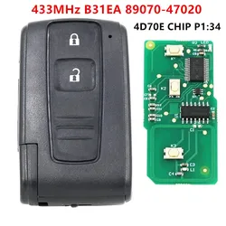 KEYECU Zamienny inteligentny zdalny kluczyk bezkluczykowy FOB 2 przyciski 433MHz 4D70 Chip 89904-47020 B31EA dla Toyota Prius 2004-2009