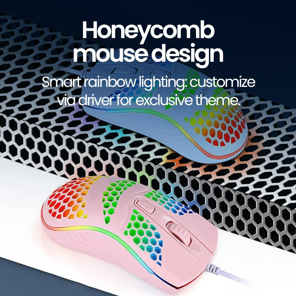 Wired Cable Gaming 7 Breathing LED Back Light Optical Mouse USB Computer Hollowed out Mice Laptop Desktop 4D PC Home Use Office