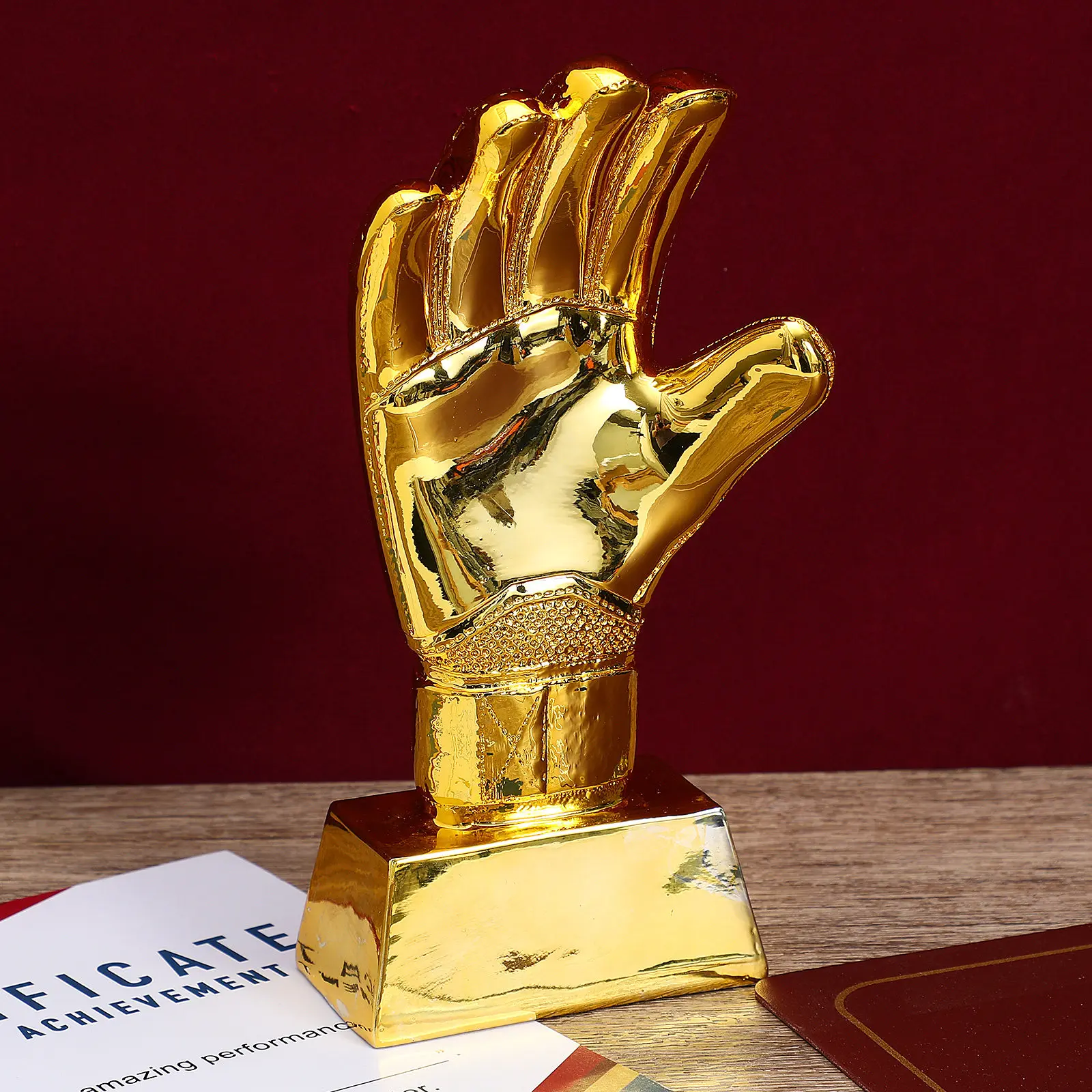

Goalkeeper Glove Trophy Decorative Exquisite Award Trophy Soccer Supply Party Event Decoration Soccer Supply