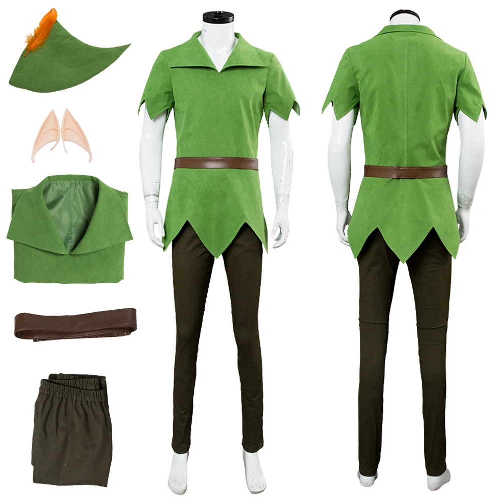 Green Elf Cosplay Fantasy Cartoon Peter Cosplay Pan Costume Disguise Adult Men Roleplay Fantasia Outfits Male Halloween Cloth