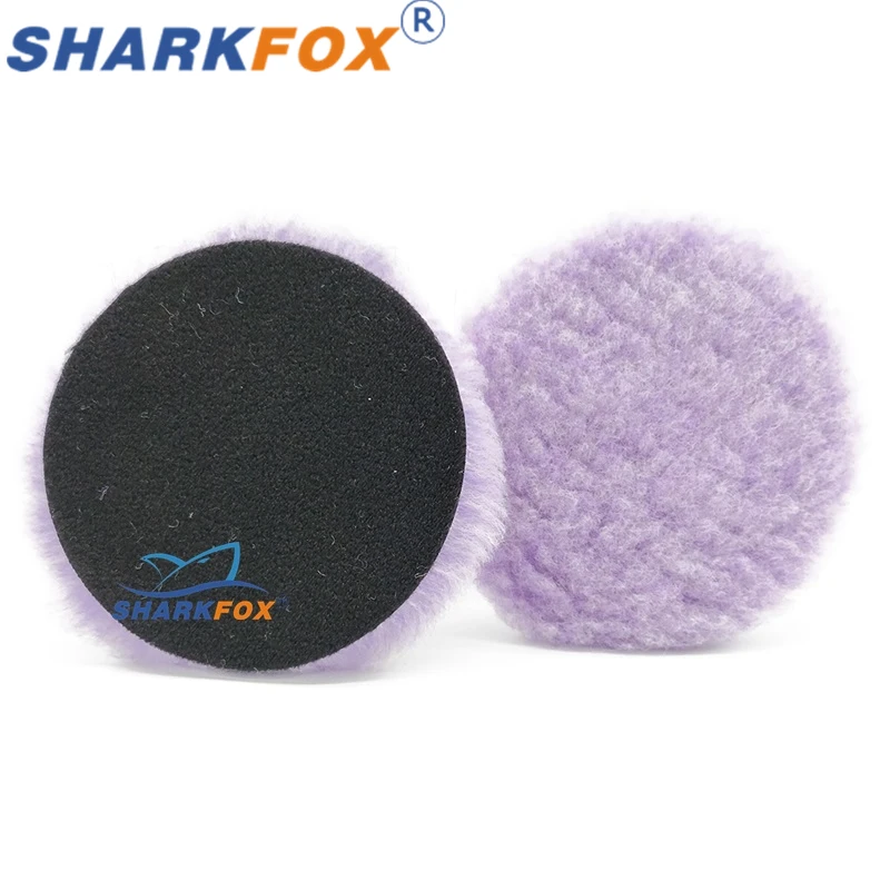 sharkfox-5-6-tamponi-lucidanti-in-lana-viola-premium-con-chiusura-a-strappo-per-lucidatrice-auto-lucidatura-e-levigatura