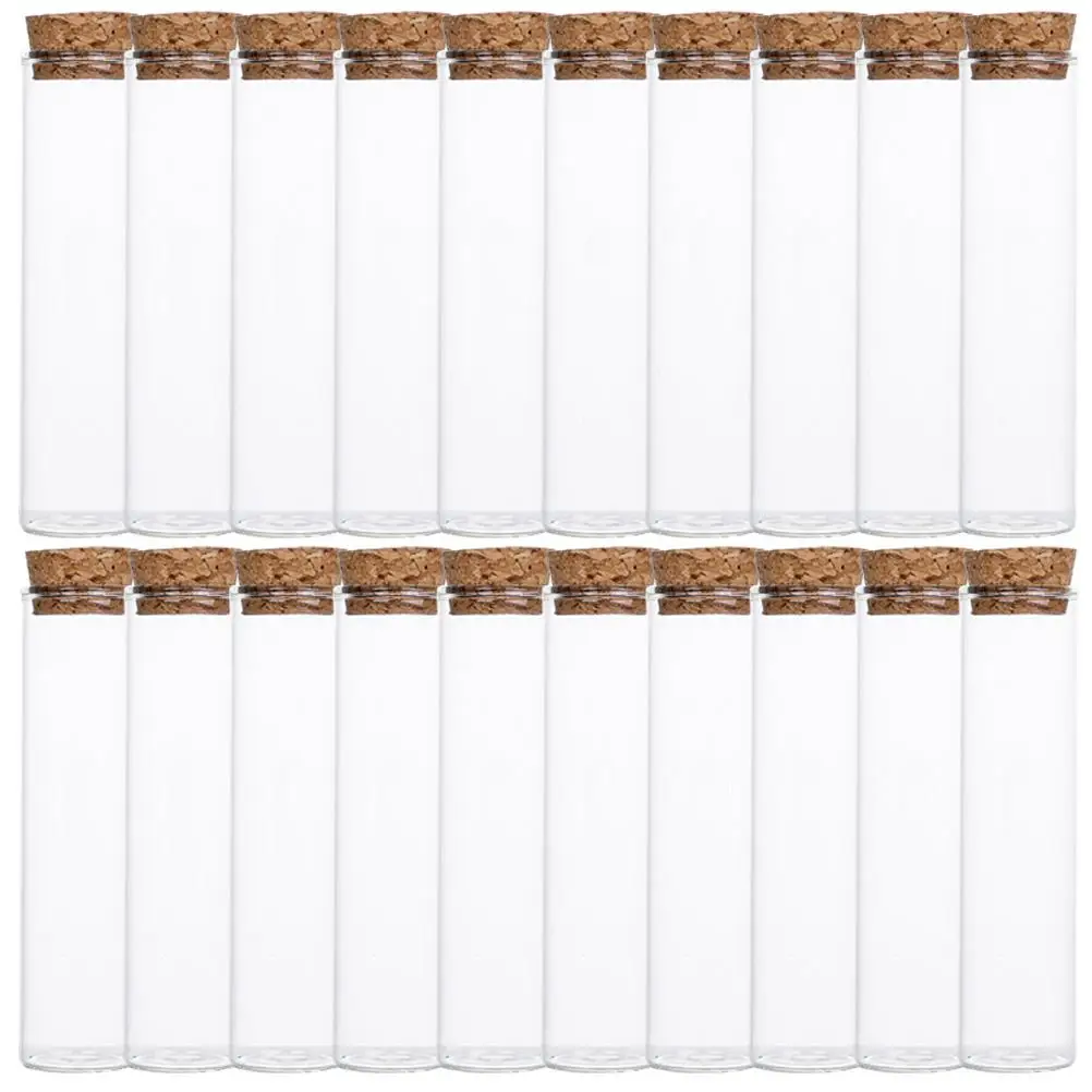 

20pcs Wishing Bottle Glass Tubes 25x100mm Clear Containers with Corks for DIY Decor Specimen Display Sample Holder Storage Vase
