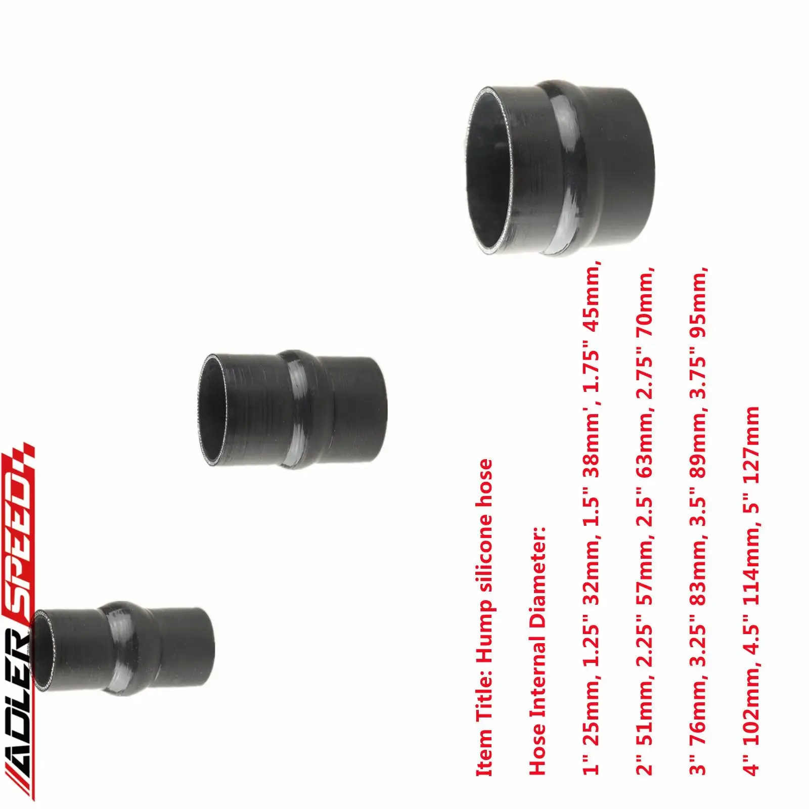 Straight Silicone Hump Hose 25 32 38 45 51 57 63 70 76 83 89 95 102MM Rubber Joiner Tube for Intercooler Cold Air Intake Pipe