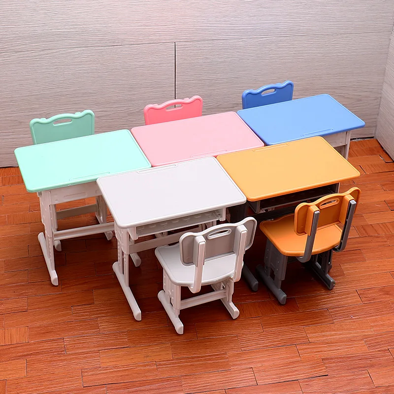 Dollhouse Mini Study Table Writing Table Liftable Children's Desk 1/6 Doll Accessories Miniatures Study Scene Model Decoration